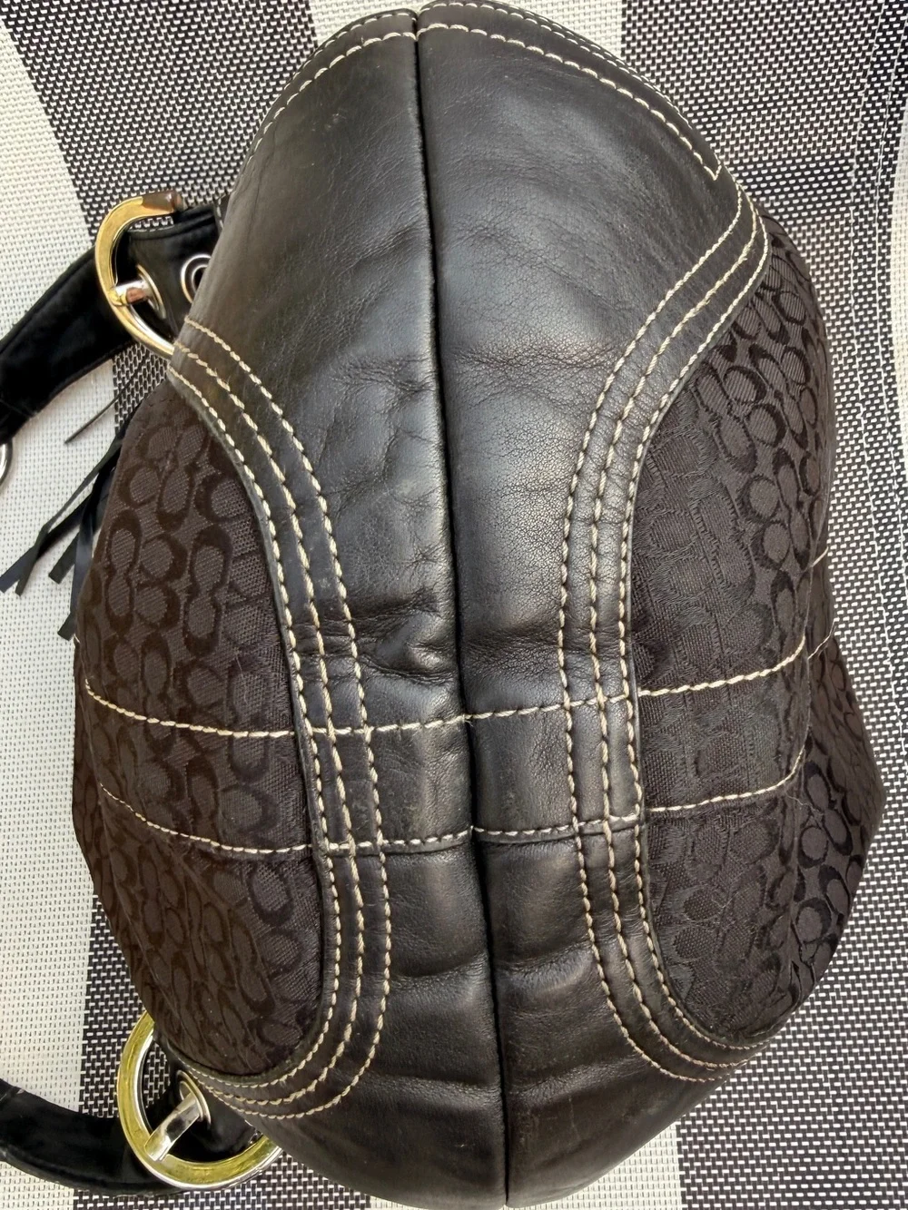 Coach Vintage Black Signature Canvas Soho Hobo Bag
